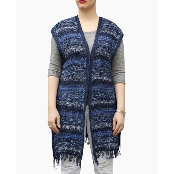 Massimo Dutti Long Knit Open Front Sleeveless Cardigan Duster L‎ - NWT - Picture 1 of 12